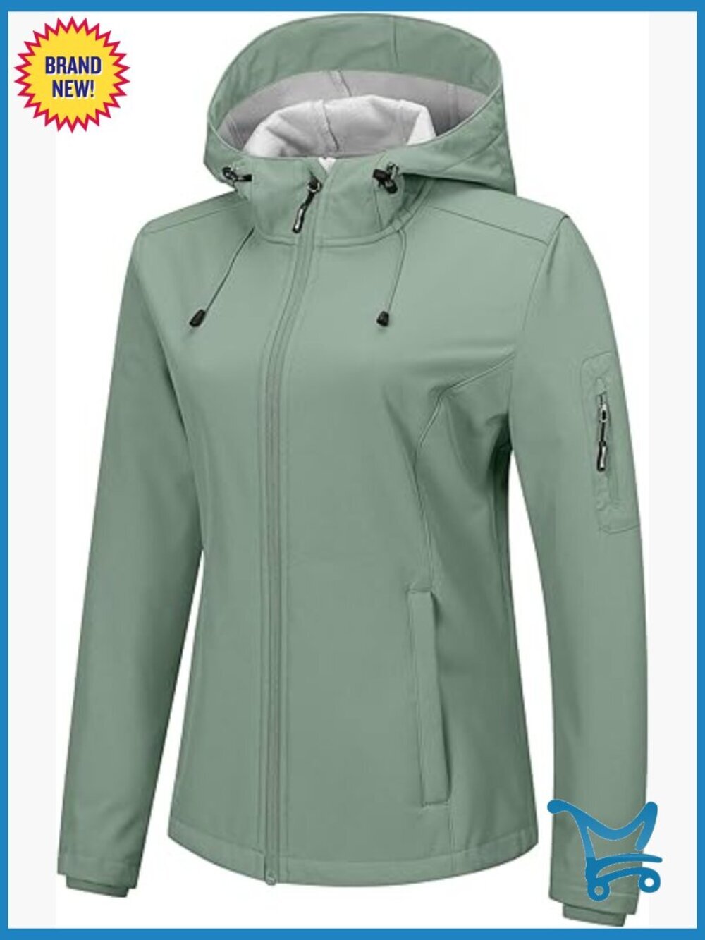 Fleece Lined Softshell Jacket with Hood Waterproof Windbreaker